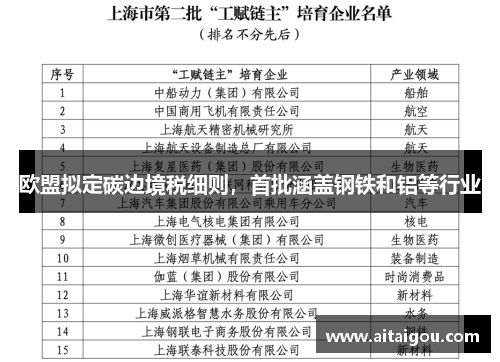 欧盟拟定碳边境税细则，首批涵盖钢铁和铝等行业